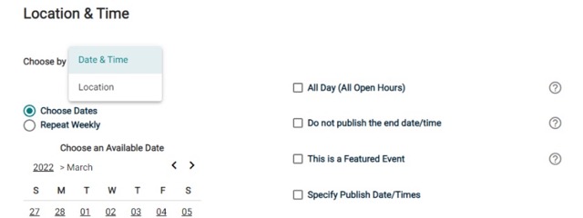Location Time for a hourly event